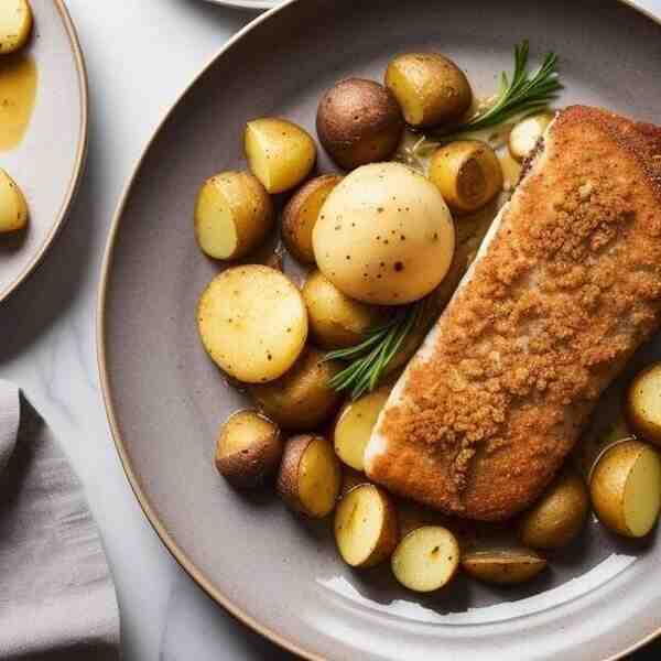 Судак запеченный с овощами и картофелем